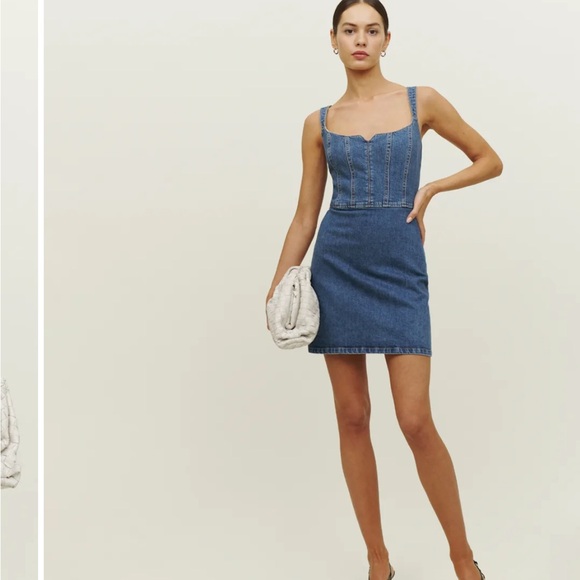 Reformation Jolie Mini Denim Dress NWT - Picture 3 of 8